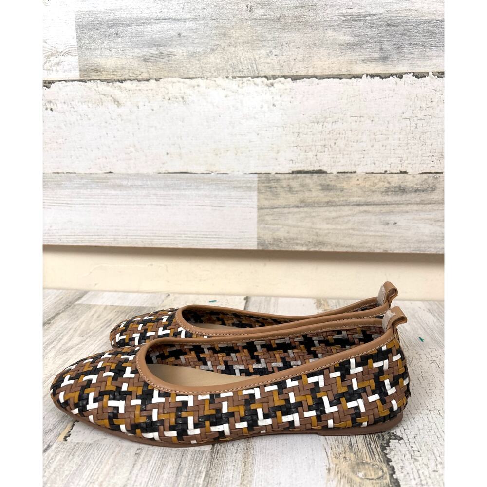 Gioseppo Womens 6.5 Brown Black Woven Leather Charlotte Slip On Flats Shoe